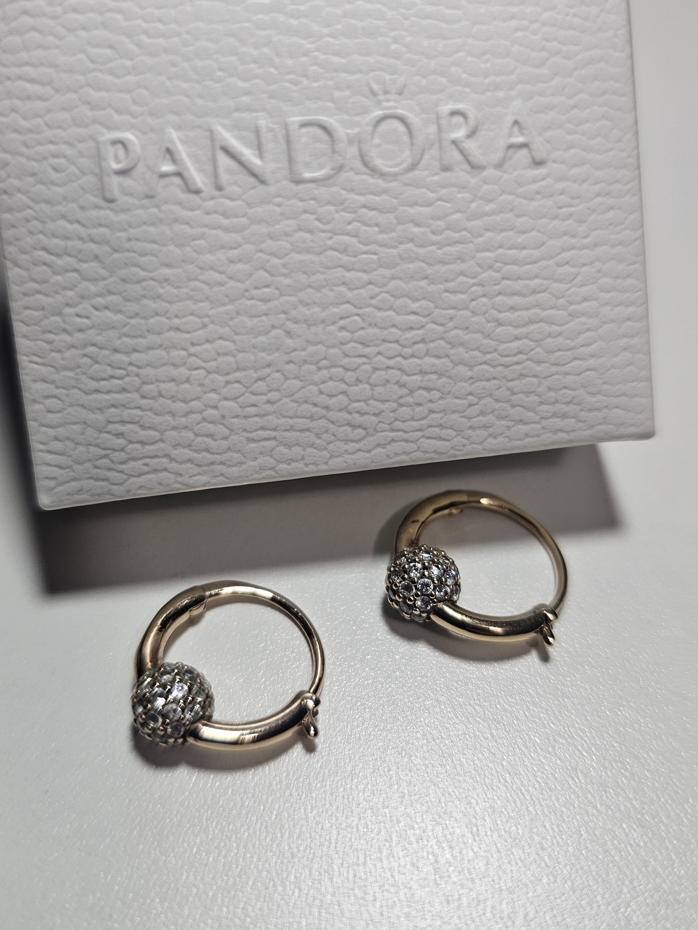 Pandora Rose Gold Plated Pave Beaded Hoop Earrings